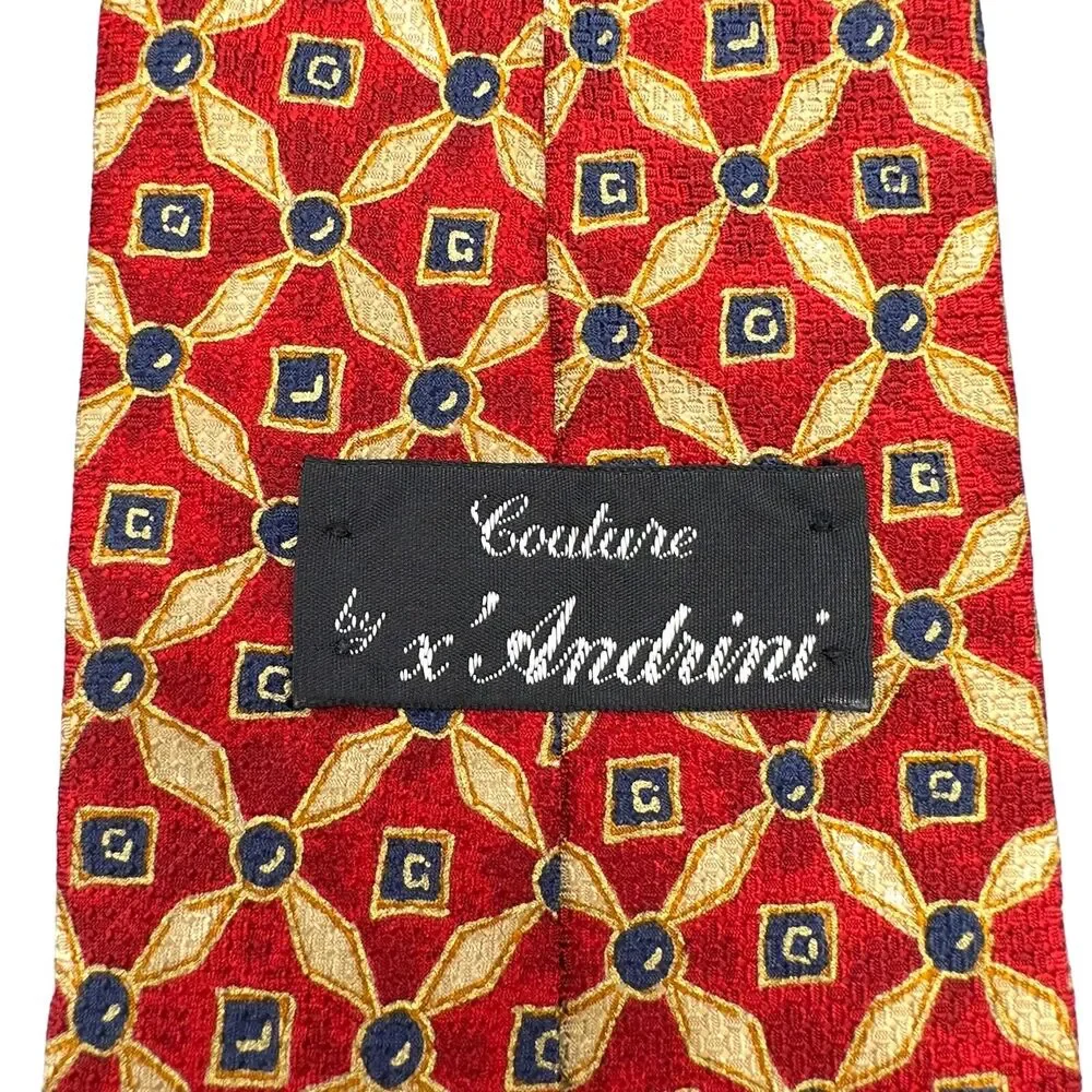 X'andrini 100% Silk Dress Tie Made in USA Vintage Geometric Print‎ 58